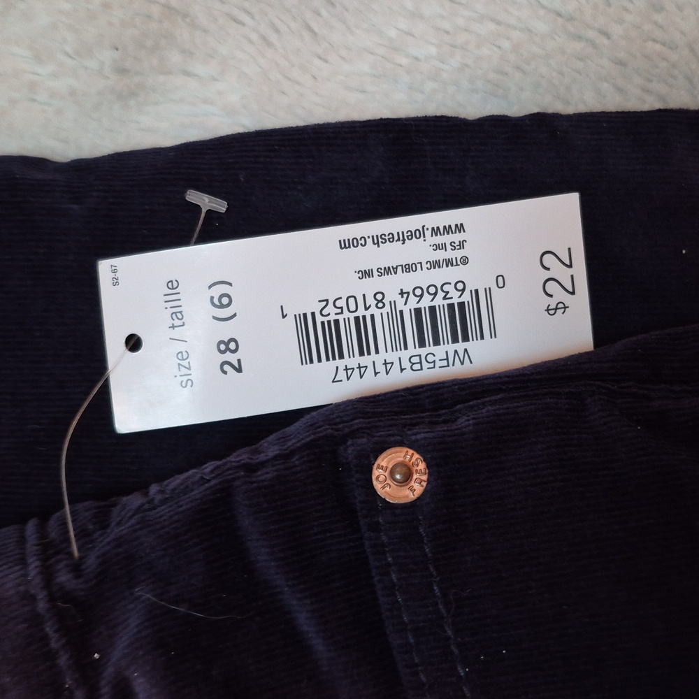 Joe Fresh Slim Low Rise Blue Corduroy Pants Size 6, New With Tags - Picture 4 of 15